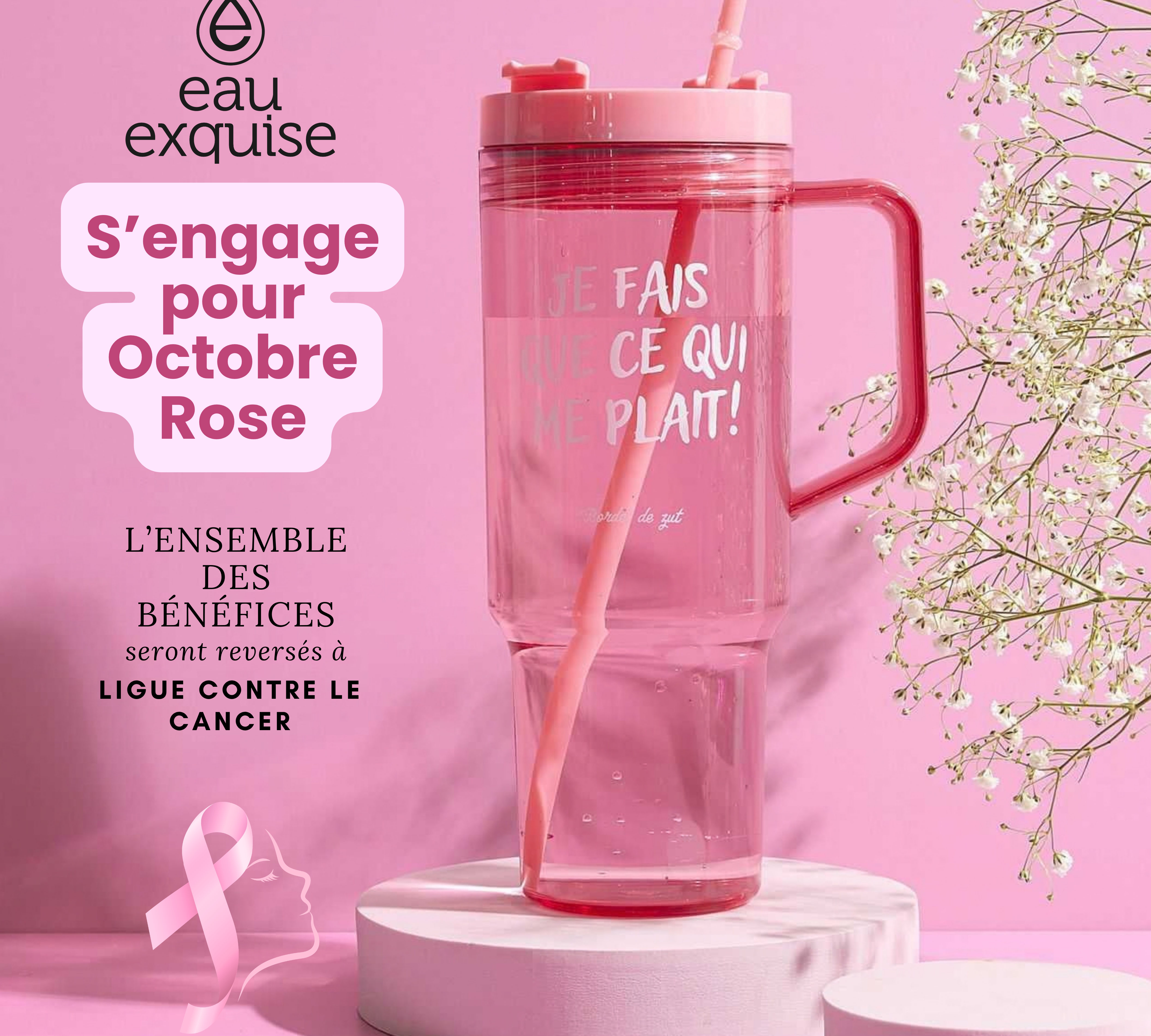 Mug Gourde 1,3 L – Octobre Rose | Eau Exquise